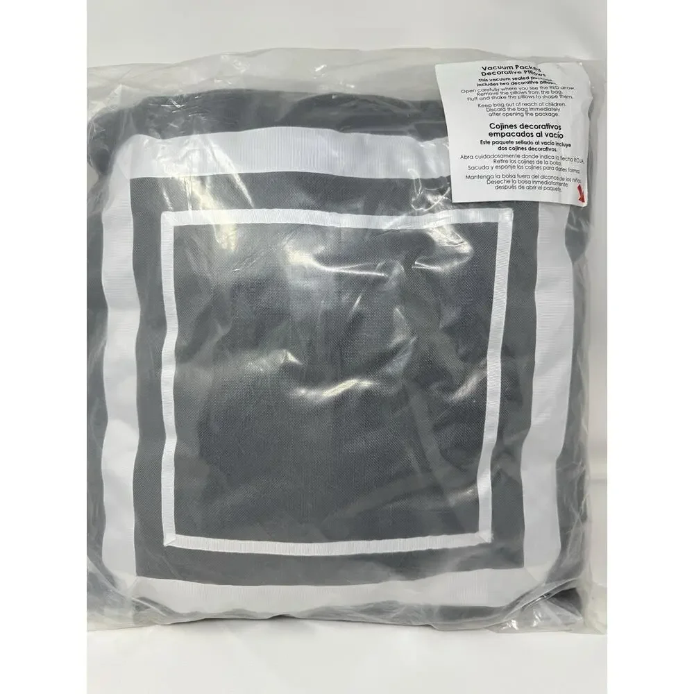Mainstays Black White Geometric Decorative Throw Pillow 16x16 Vacuum Packed
